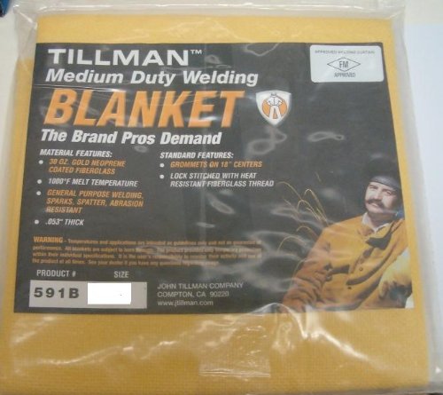 Tillman 591B 6x8' 30 oz Gold Acrylic Coated Fiberglass Welding Blanket