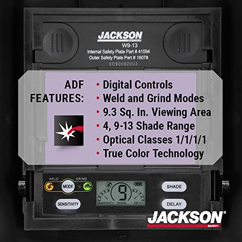 Jackson Safety Insight Auto Darkening Welding Helmet, Digital Variable Auto Darkening Filter and HLX100 Shell, Universal Size Black