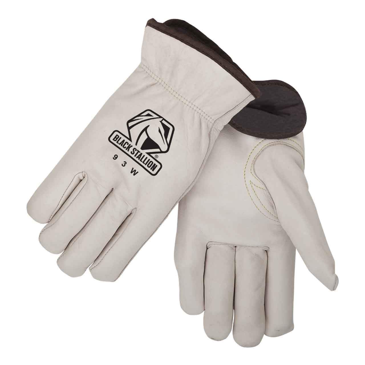Black Stallion 93W Fleece Insulated Cowhide Winter Drivers Gloves, Medium