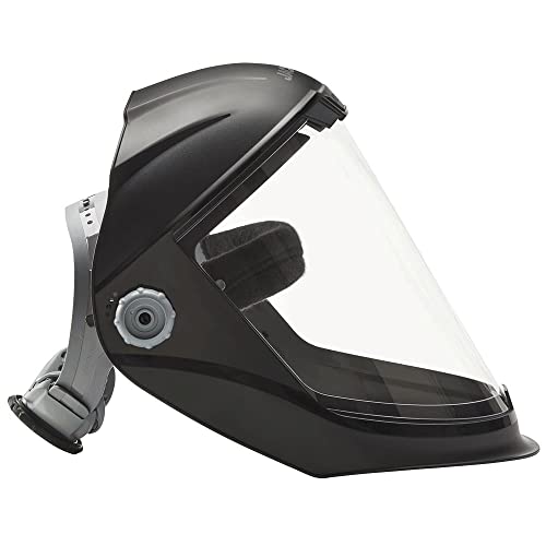 Jackson Safety 14200, MAXVIEW Face Shield with 370 Speed Dial Ratcheting Headgear, Clear, Uncoated, Black,