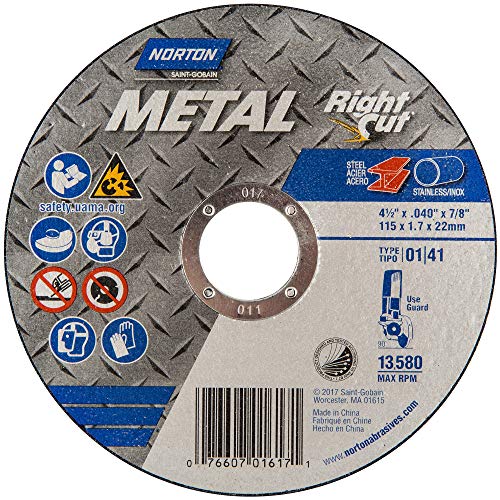 Norton 01617, Cutoff Wheel 4.5" X .040" x 7/8", Pack of (25)