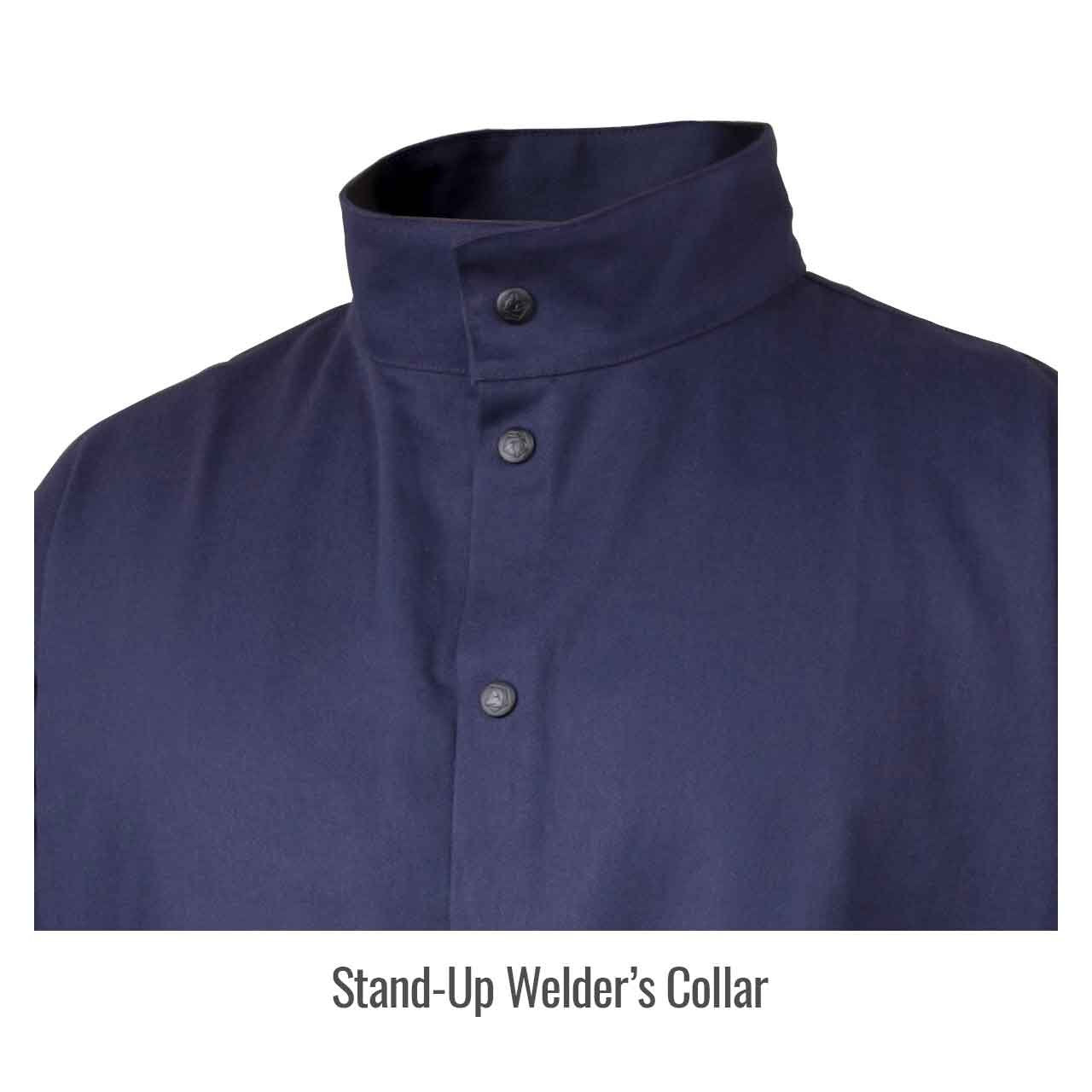 Black Stallion JF1625-NG Stretch-Back FR Cotton Welding Jacket, Navy/Gray, Large