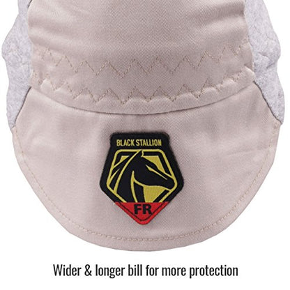 Black Stallion AH1630-GS, FR Cotton Welding Cap, Gray/Stone Khaki, Large