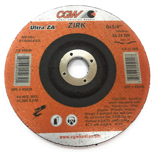 CGW Abrasives 45039, 6" x 1/4" x 7/8" Grinding Wheel, Pack of (25)