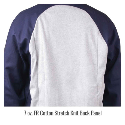 Black Stallion JF1625-NG Stretch-Back FR Cotton Welding Jacket, Navy/Gray, 2X-Large