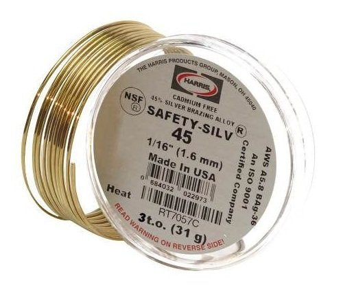 Harris 4531 Safety Silv 45 Silver Brazing Alloy 1/16" X 1 Troy oz.