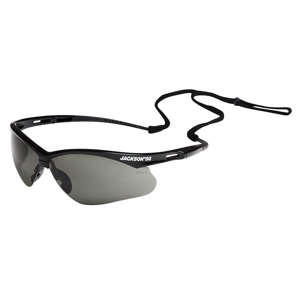 Jackson Safety 50006, SG Black Frame, Grey Lens, Safety Glasses,  Pack of (12)