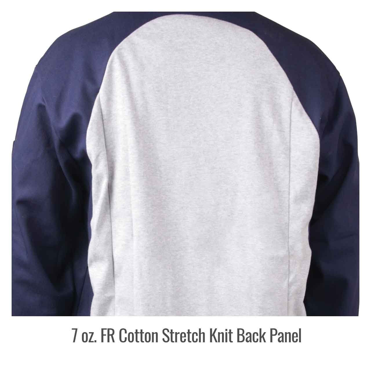 Black Stallion JF1625-NG Stretch-Back FR Cotton Welding Jacket, Navy/Gray, Medium