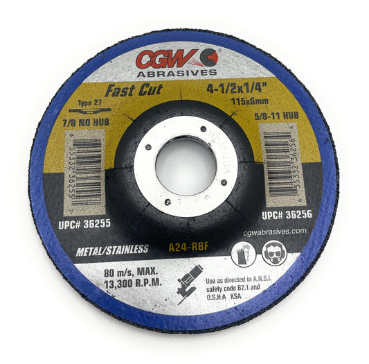 CGW 36255, 4.5" x 1/4" x 7/8" Grinding Wheel, Pack of (25)