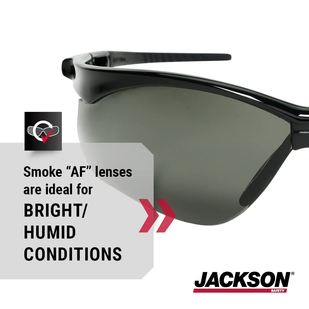 Jackson Safety 50006, SG Black Frame, Grey Lens, Safety Glasses,  Pack of (12)