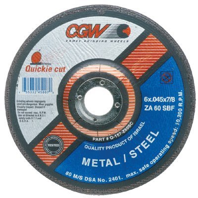 CGW 45007, Quickie Cut-Off Wheels, Type 27, 6" x .045 x 7/8", Pack of (10)