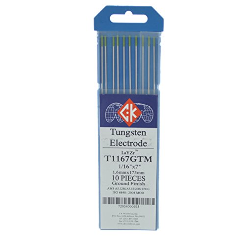 CK T1167GTM LaYZr Tungsten Electrode 1/16" x 7", 10 pack