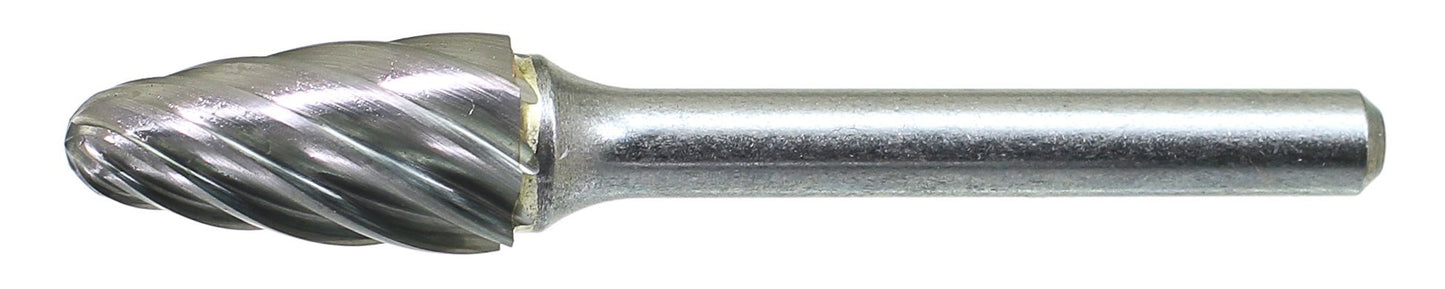 Drillco 7FAL132, Tungsten Carbide Aluminum Cut Bur, Tree Radius End, 1/4" Shank (Pack of 1)