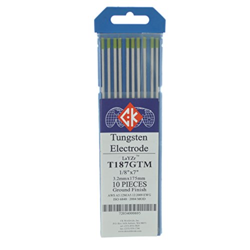 CK T187GTM LaYZr Tungsten Electrode 1/8" x 7", 10 pack