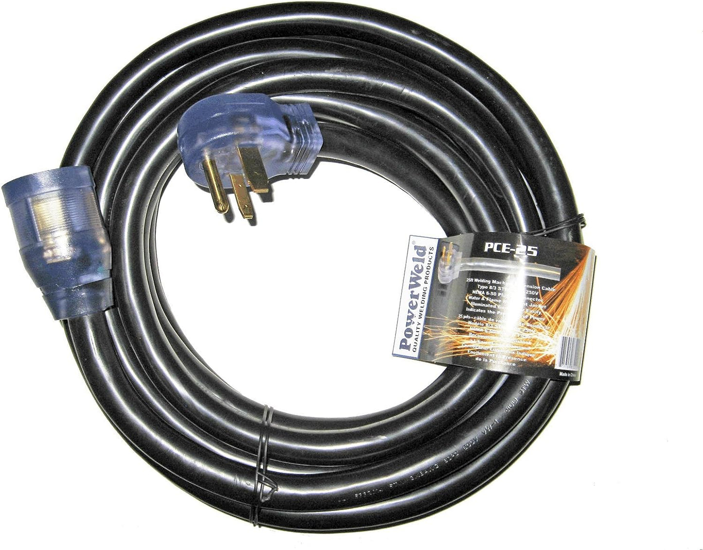 PowerWeld PCE-50, 50'  8/3 Type STW 250V Welder Power Extension Cable