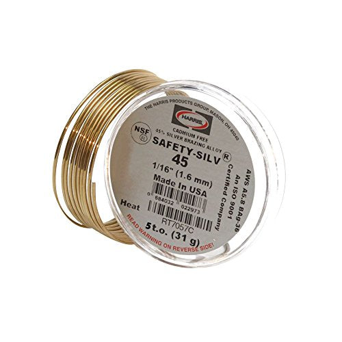 Harris, 4535, 45% CF Silver Solder 1/16" x 5 Troy Oz., Safety-SILV, Pack of (1)