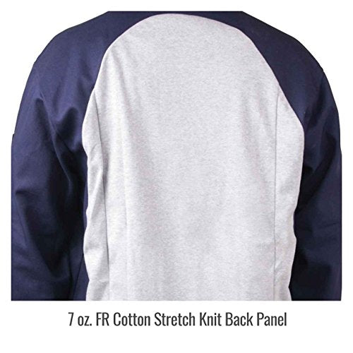 Black Stallion JF1625-NG Stretch-Back FR Cotton Welding Jacket, Navy/Gray, X-Large