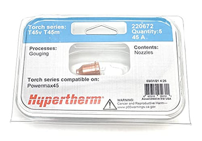 Hypertherm 220672, Powermax 45 Gouging Nozzle, Pack of (5)