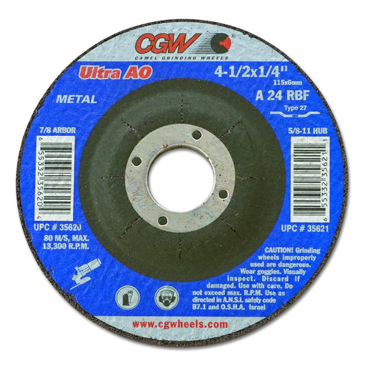 CGW Abrasives 35620, 4-1/2" x 1/4" x 7/8", Grinding Wheel, Pack of (25)