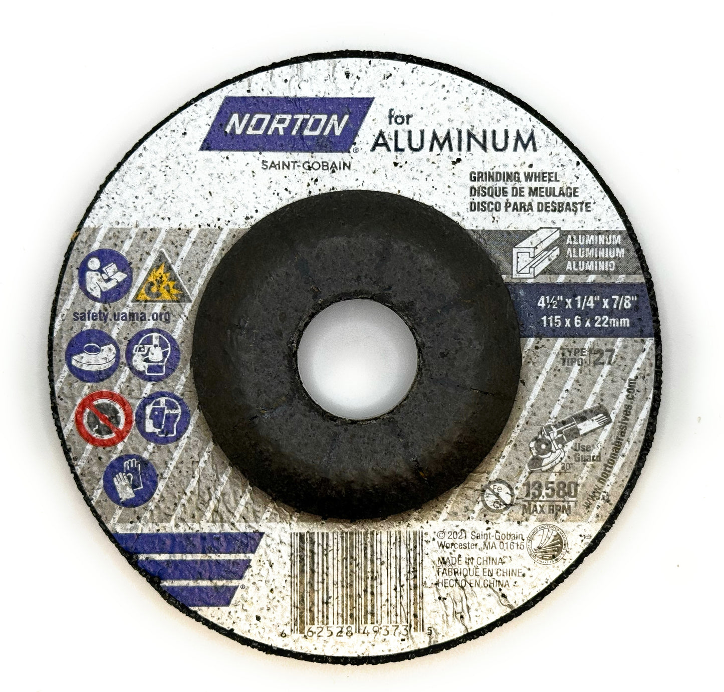 Norton Abrasives 49373, 4 1/2" X 1/4 X 78, Aluminum Grinding Wheels, Pack of (25)