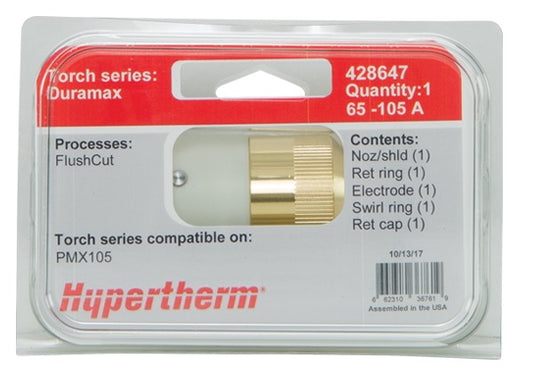 Hypertherm 428647 Consumable Kit for Powermax105 Duramax, 105 A, Flushcut