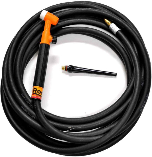 Weldtec Rocker R-17FV-12R 180amp TIG Torch Kit, Flex-Head, Valve, 12.5' Rubber Single Line