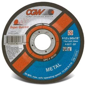 CGW 45103, Cutoff Wheels. 4-1/2" X .045" X 7/8" T27, Pack of (25)