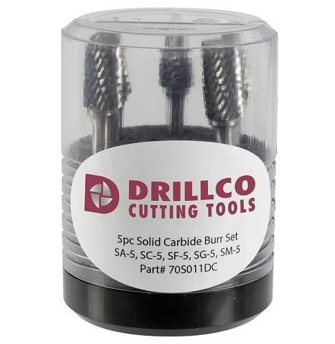 Drillco 5 Piece Double Cut Carbide Burr Set 70S011DC