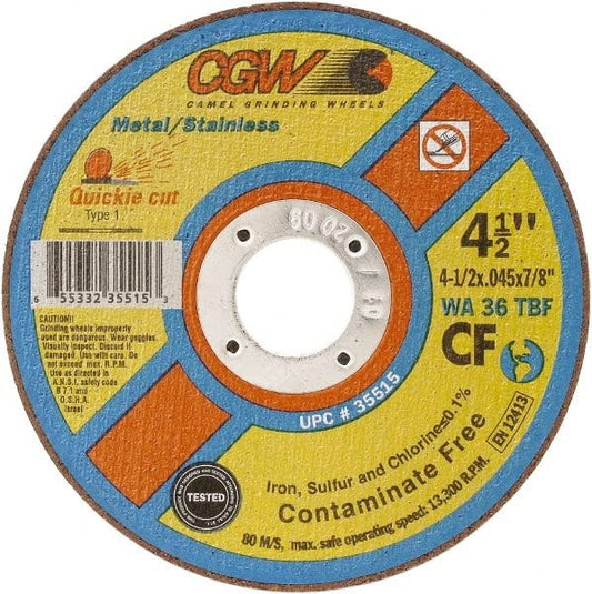 CGW Abrasives 35515, 4-1/2 x 0.045 7/8" Hole 36 Grit  Cutoff Wheel, Pack of (25)