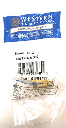 Western Enterprises, 16-2, Gas Service, CGA-300, Hex Nut, For Acetylene, Pack of (1)