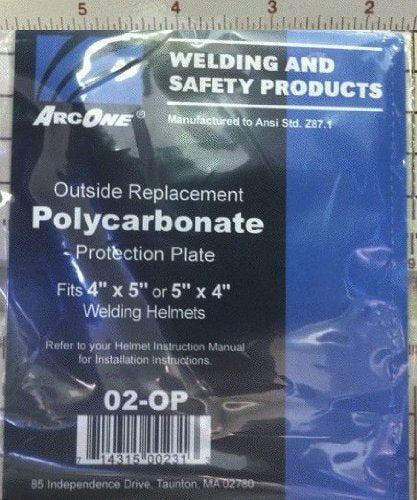 ArcOne 02-OP Clear Polycarbonate Protection Plate for 4 x 5 Helmets (040" thick) Pack of (5)