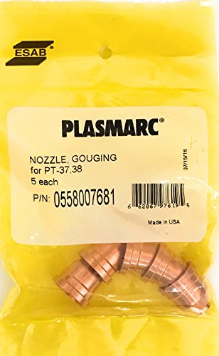 ESAB 0558007681, Gouging Plasma Nozzle for PT-37 / PT-38 Torch (Pack of 5)