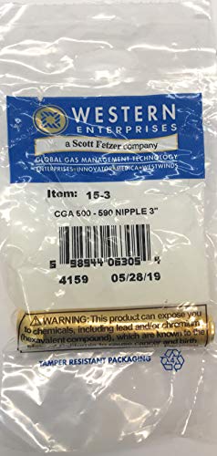 Western 15-3, Regulator Inlet Nipples -  CGA-500 510 580 590 [Set of 10]