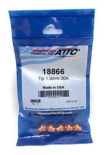 American Torch Tip, 18866, Plasma Tip 1.0mm, 30A, Pack of (5)