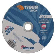 Weiler 58103, Tiger INOX Cutting Wheel, Type 1, 7" x 7/8" Arbor, Pack of (25)